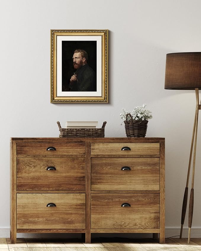 VIYYIEA Gold Framed Wall Art Canvas Print Home Decor Van Gogh Self Portrait Painting Wall Decor Classic Art Prints Artist Wall Pictures for Living Room Decor Gallery Office 11x14in