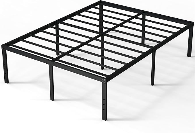 20 Inch King Bed Frame No Box Spring Needed, Heavy Duty King Platform Bed Frame Support Up to 3000 lbs, Easy Assembly, Noise Free, Black