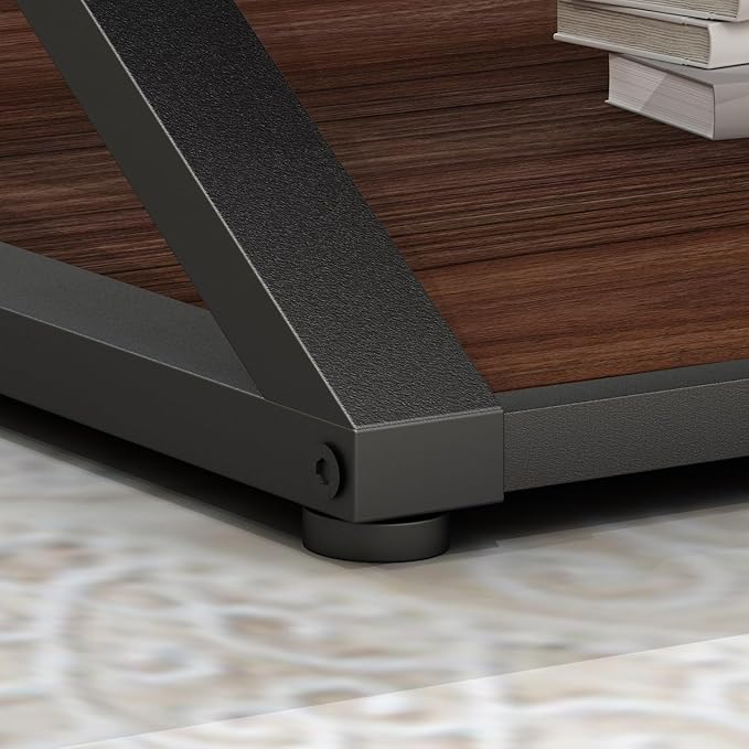 Launica Coffee Table with Storage, Modern Living Room Table, Minimalist Rectangle Center Table, Industrial Vintage Wood Tea Tables, 39 Inch, Walnut