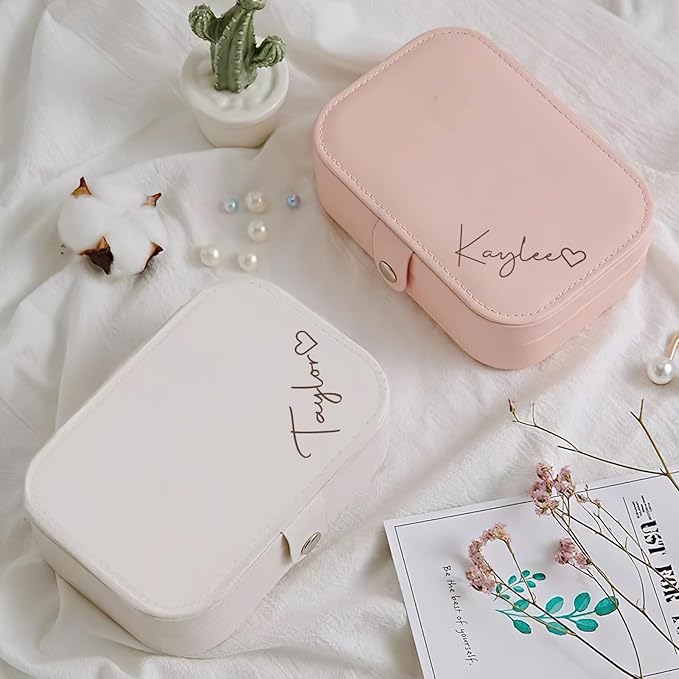 Personalized Jewelry Box Gifts for Women Custom Travel Jewelry Case Organization Leather Customized Birthday Anniversary Bridesmaid Gifts