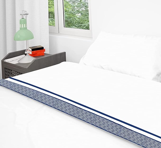 1000 TC Embroidered Duvet Cover Oversized King Size Set 100% Egyptian Cotton - Luxurious 1 Comforter Cover 2 Pillow Shams - 3 PC Quilt Cover Hotel Quality Bedding (White & Navy Blue)