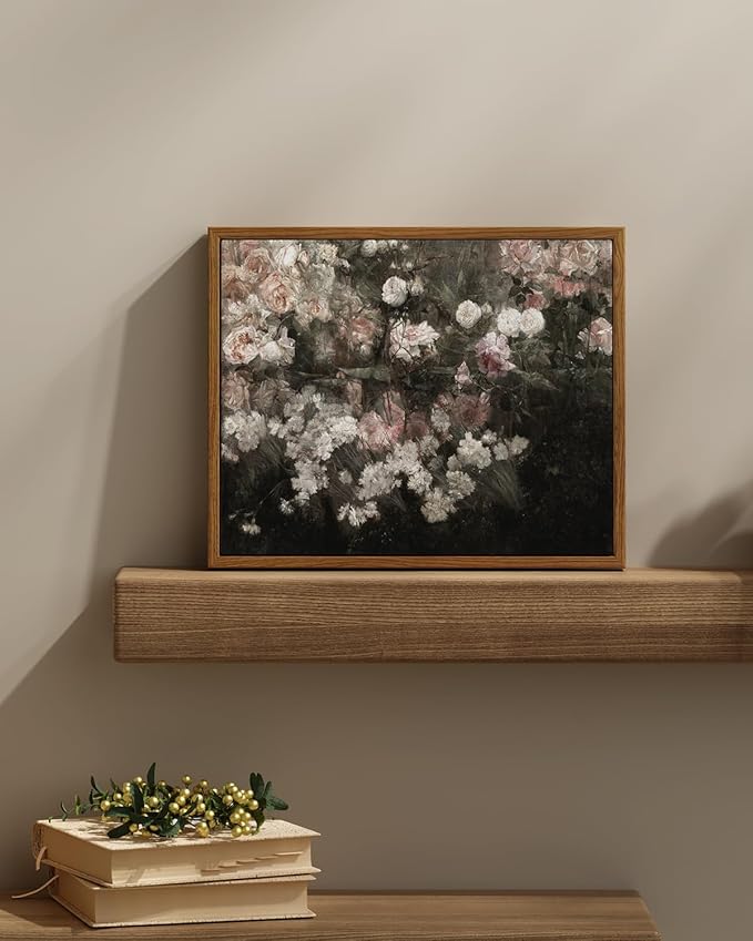 InSimSea Framed Canvas Wall Art Vintage Decor, Home Decor Garden in May Flower Wall Art Aesthetic Room, Rustic Wall Decorationfor Bedroom Living Room Bathroom Wall Art, 11"x14"