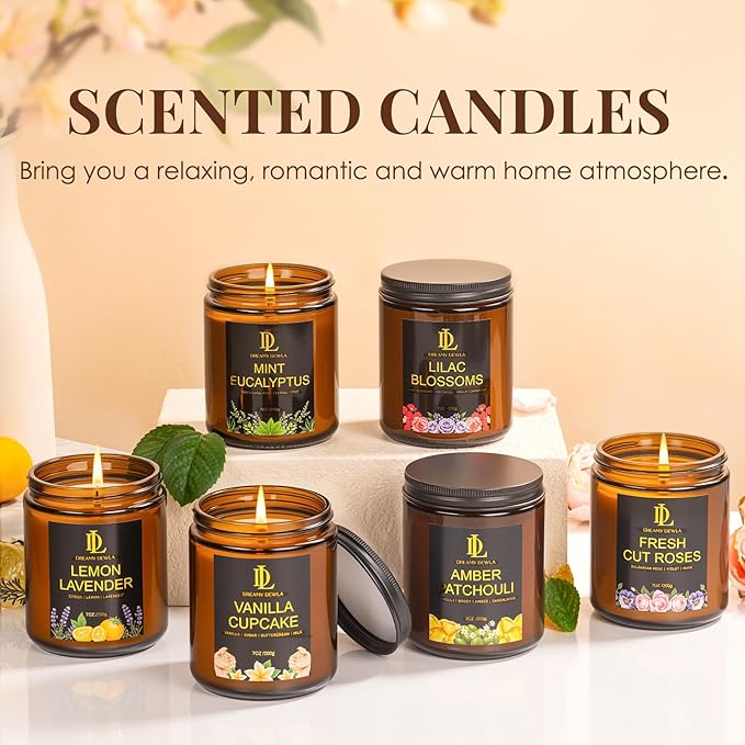 Lilac Blossom Scented Candles, Lilac Blossom Candle, Aromatherapy Candle Gifts for Women, Soy Candles for Home Scented, 7oz 50 Hours Burn, Home Décor