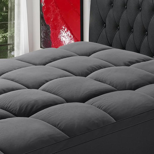 SOPAT Mattress Topper Full Size Extra Thick Mattress Pad 8-21" Deep Pocket Soft Down Alternative Fill Mattress Protector Pillow Top Mattress Cover (54x75 Inches, Dark Grey)
