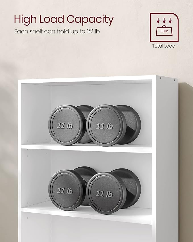 VASAGLE CUSTOS Collection - Bookshelf, 4-Tier Bookcase, Book Shelf, Open Storage Shelf, 9.4 x 23.6 x 42.4 Inches, for Living Room, Home Office, Dinning Room, Cloud White ULBC164T14