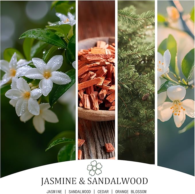 Jasmine & Sandalwood Scented Candle, Large 30oz Natural Soy Candles, 4-Wick 80 Hour Burn Time, Home Fragrance Candles Housewarming Gift for Women Men