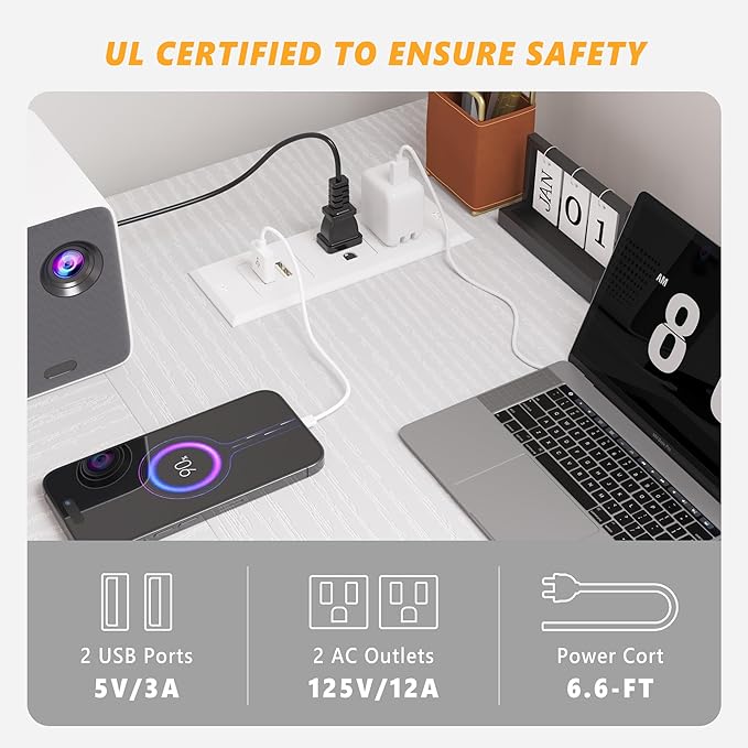 EnHomee 48 Inch L Shaped Gaming Desk, Computer Desk with Storage Shelves & Side Bag, Office Desk with Power Outlets, Small Corner Desk for Small Space Home Office Bedroom, Study Writing Table, White