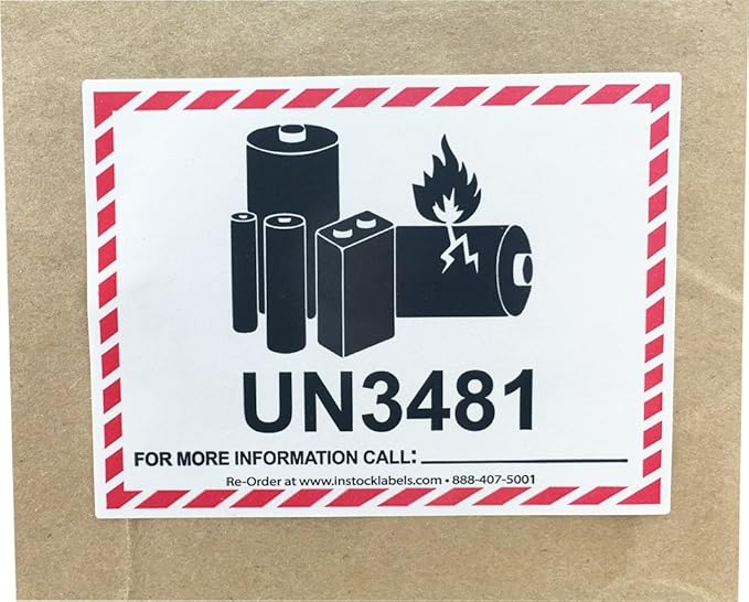 InStockLabels Lithium-Ion Battery Caution Label Stickers, 500 Labels, 3.25 x 4.25 Inch - Fragile Stickers for Shipping & Moving Lithium Ion Batteries, Strong Adhesive Safety Shipping Labels