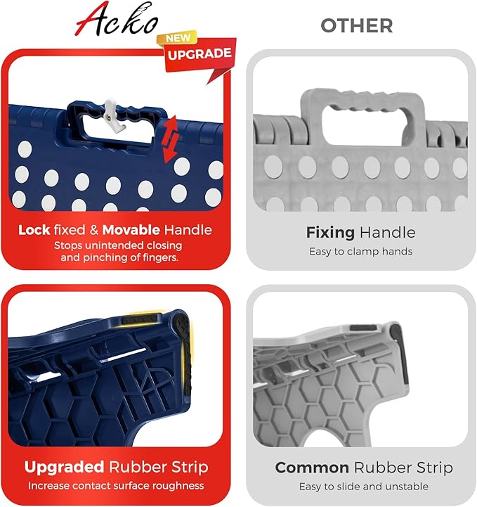 ACKO Folding Step Stool Foldable 16 Inch 400 lbs Capacity, Plastic Stools for Adults and Kids, Collapsible Stools for Kitchen, Stepping Stool with Handle(Royal Blue)