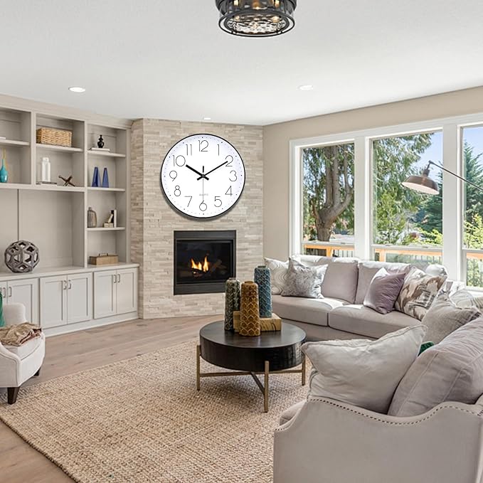 jomparis 16 Inch Large Wall Clock Modern Elegant Simple Style for Living Room Office (Black)