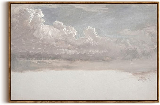 InSimSea Framed Canvas Wall Art Vintage Decor, Home Decor Classical Oil Painting Cloud Study Large Decorations for Living Room, Wall Art for Bedroom Bathroom Gallery, 20"x30"