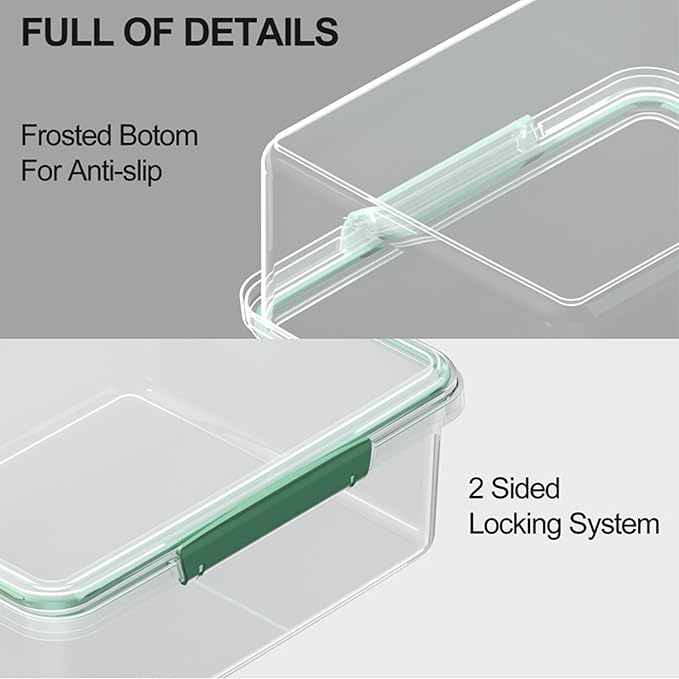 Finorder Food Storage Containers Kit: Set of 6 BPA-Free Plastic Meal Prep Containers with Snap Lids Airtight - Microwave & Dishwasher Safe Stackable Bento Box Set for Home Use/Pantry/Organization