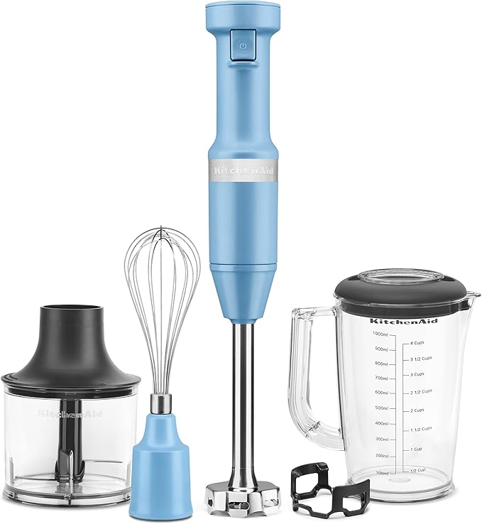 KitchenAid Variable Speed Corded Hand Blender with Accessories, Blue Velvet, KHBV83VB