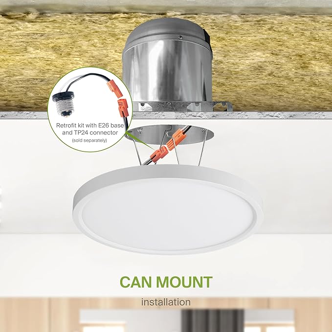 ASD LED 9" Round Flush Mount Ceiling Light Fixture, Low Profile Surface Lighting | 5CCT, Dimmable, Ultra-Thin, ETL Listed | 18W 1660LM 2700-6000K 120V | Kitchen, Bedroom, Hallway Lamp | White