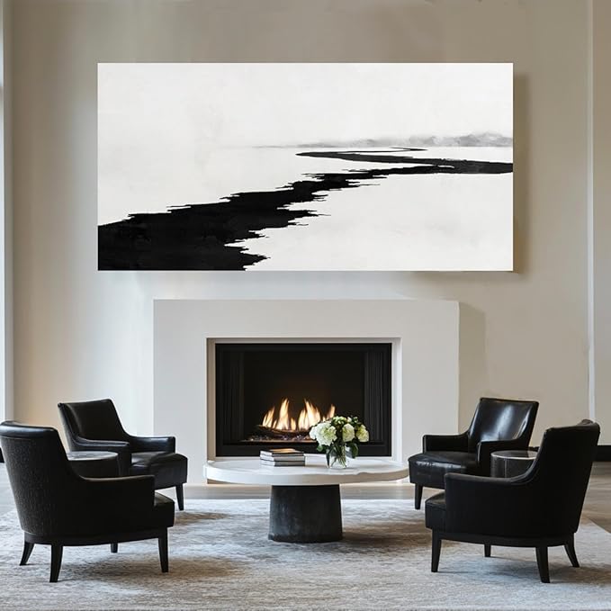 Simple Decorative Pictures Modern Home Decor 58x29 Abstract Wall Art for Living Room Kitchen Artwork Black Photo Prints