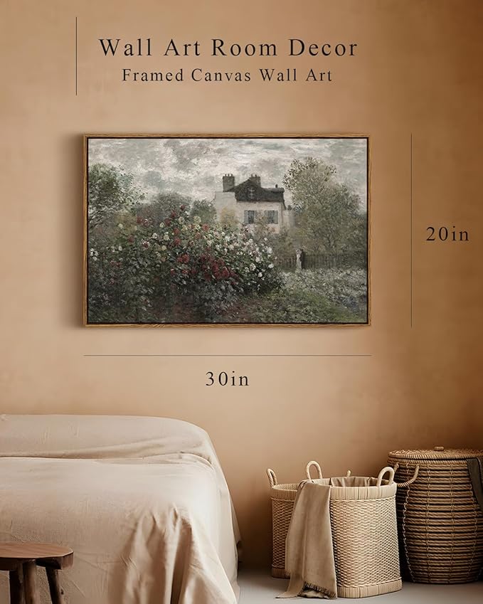 InSimSea Framed Canvas Wall Art, Vintage Decor for Home, Large Landscape Farmhouse Art, Cottagecore Bedroom Kitchen Bathroom Decor, 20"x30"