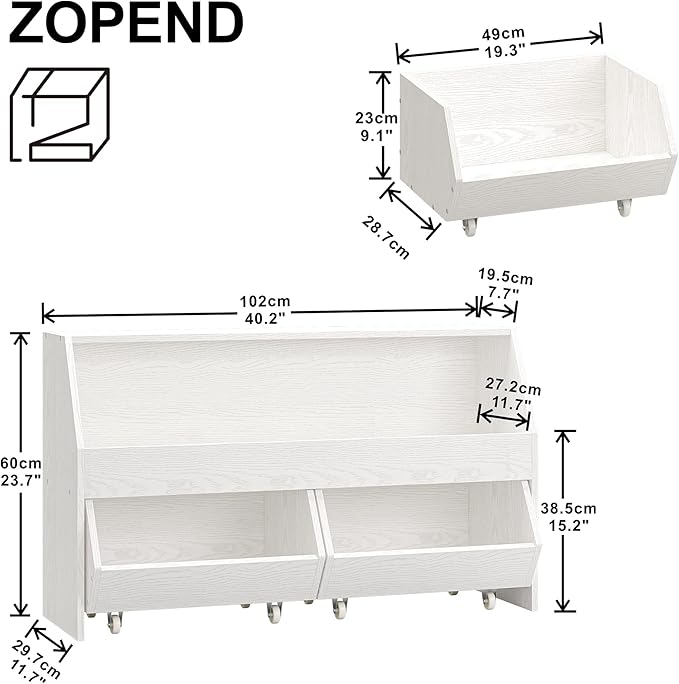 Toy Storage and Organizer for Kid, Large Toy Bin Bookcase Toy Cabinet with Two Moveable Drawers, Children Toddler Storage Carbinet with Wheels for Playroom, Bedroom, Nursery