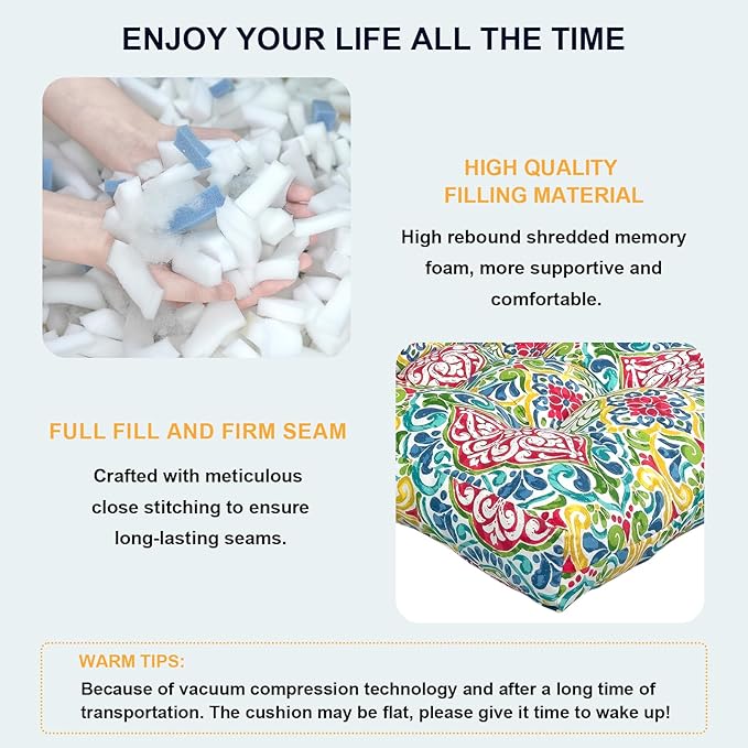 Set of 2 Outdoor High Back Chair Cushions 44"x 22",Water Repellent Rocking Seat Cushions Replacement, Seat/Back Chair Cushions for Patio,Porch,Balcony and Indoor - Damask Red