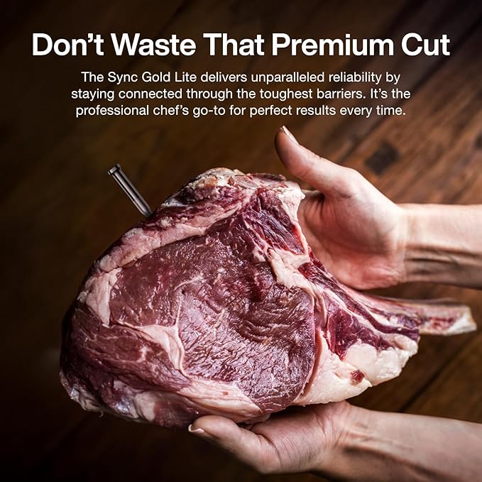 Sync Wireless Bluetooth Smart Meat Thermometer with WiFi | Standalone Base and Control | Unlimited Range | Enhanced 10X Signal for Improved Stability | NIST Certified Accuracy | BBQ Oven Smoker Grill