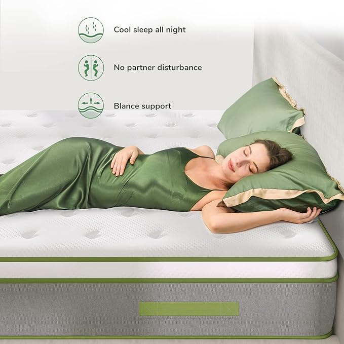 Novilla Queen Size Mattress, 10 Inch Hybrid Pillow Top Queen Mattress in a Box with Gel Memory Foam & Individually Wrapped Pocket Coils Innerspring for a Cozy & Peaceful Sleep