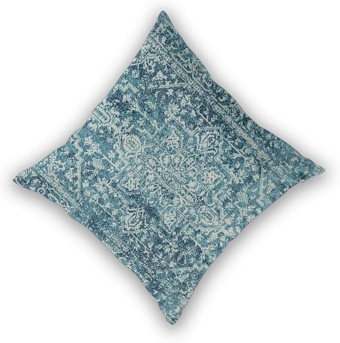 Teal Boho Pillow Covers 24x24 Set of 2, Bohemian Carpet Pattern Outdoor Decorative Throw Pillows Linen Ethnic Design Rustic Farmhouse Cushion Cases for Couch Sofa Decor