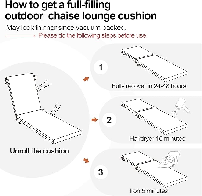 Crestlive Products Sunbrella Chaise Lounge Cushions Set of 2, Outdoor Cushions for Patio Furniture, Waterproof Lounge Chair Cushions for Pool, Deck, Lawn, 72''L x 21''W, Canvas Antique Beige