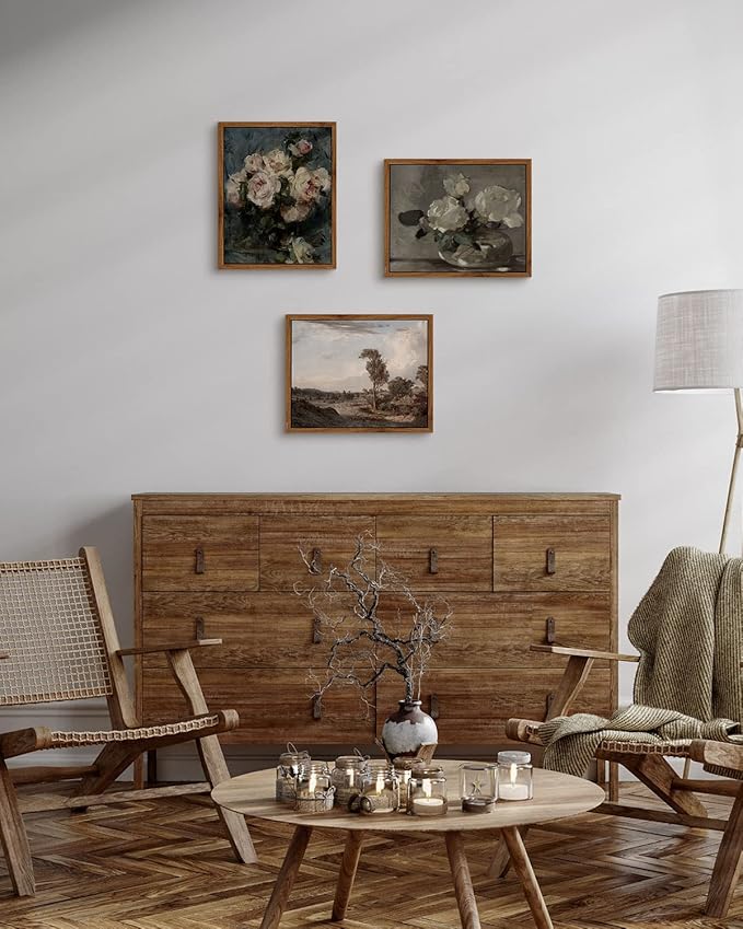 InSimSea Framed Wall Art for Living Room Roses in Vase Canvas Flower Art Home Valentine Decor Boho Wall Pictures Vintage Botanical Art Mid Century Floral Wall Decor Farmhouse Kitchen Bathroom 8x10in