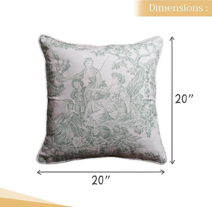 Maison d' Hermine Decorative Pillow Covers 20x20 Inch Square 100% Cotton Throw Pillow Covers with Invisible Zipper for Living Room Couch, Chair, Sofas, Bedroom, Home (The Miller - Antique Green)