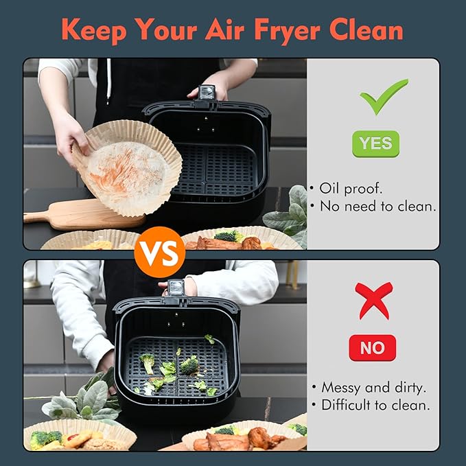[3-Size] Air Fryer Disposable Paper Liner Compatible with COSORI Air Fryer Toaster Oven, Non-stick Air Fryer Parchment Paper Baking Accessories