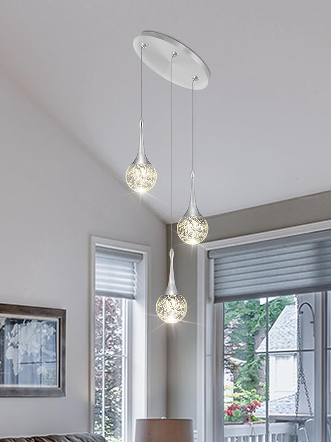 Flashing God 3 Light Bubble Dimmable Crystal Chandelier Chromed Finished Ceiling Hanging Lights Over Table Foyer Entrance Chandeliers