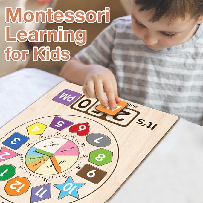 Interactive Learning Sorting Clock for Kids Telling Time Fraction Teaching for Toddler