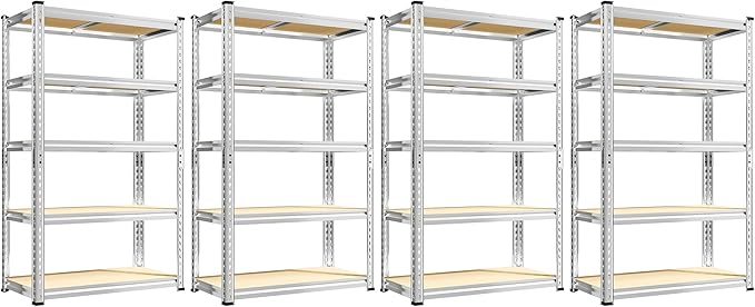 REIBII Storage Shelves 2020LBS Garage Shelving Heavy Duty Shelving 5 Tier Metal Shelving Units for Storage Adjustable Pantry Shelves for Kitchen Warehouse Basement 28" W x 12" D x 59.8" H, 4 Pack