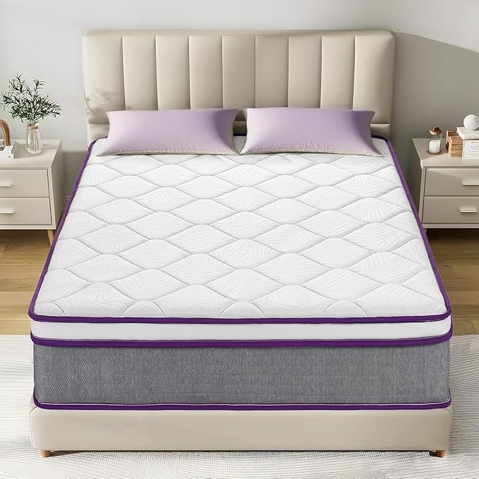 Twin Size Mattress, 10 Inch Hybrid Mattress with Pocket Spring,Cool Gel Memory Foam Mattresses in a Box,Medium Firm Twin Mattress for Pressure Relief,Fiberglass Free,CertiPUR-US Certified