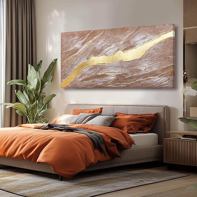 VAYIMDH Abstract Large Canvas Wall Art Line Wall Pictures Pink and Gold Wall Print 29"x58" Artwork for Living Room Dining Room Area