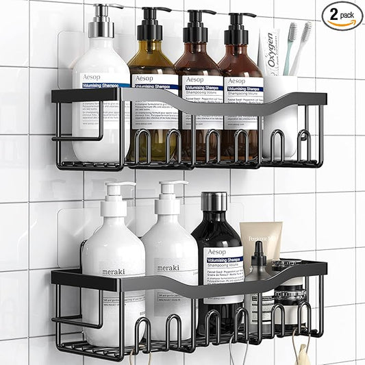 Shower Caddy 2 Pack,Adhesive Shower Organizer for Bathroom Storage&Home Decor&Kitchen organizers and storage,No Drilling,Large Capacity,Rustproof Stainless Steel Bathroom Organizer,Bathroom Decor Sets