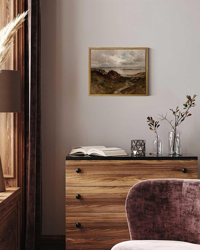 InSimSea Framed Canvas Wall Art Vintage Decor, Room Decor Coastal Wall Art Paintings, Home Decor Wall Art for Living Room, Coast Landscape Canvas Art Work, Office Dining Room Bathroom Decor, 9"x11"