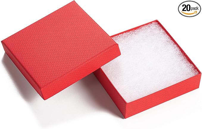 GEFTOL Jewelry Gift Boxes 20 Pack 3.5x3.5x1 Inch Cardboard Jewelry Boxes,Small Gift Boxes for Jewelry Earrings Necklaces Handmade Bangles Bracelets(Red)