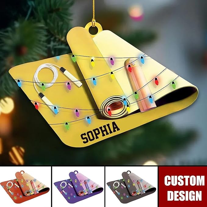 Noni Personalized Yoga Ornament, Custom Name Acrylic Christmas Decoration, Custom Name Mat Decor, Gift for Coach, New Yogi