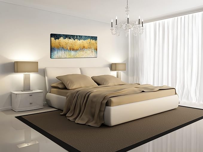 XXMWallArt FC2675 Canvas Wall Art Abstract Golden Forest Painting Modern Decor Abstract Canvas Prints for Living Room Bedroom Kitchen Home and Office Wall Decor