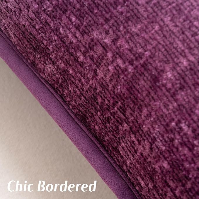 FUTEI Purple Chenille Throw Pillow Covers 12x20 Inch Set of 2,Soft Cozy Bound Edge Design Lumbar Pillow Cases,Home Decor for Couch Bed Living Room