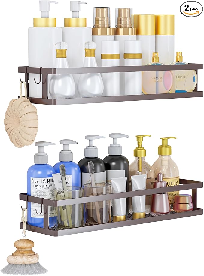 PUSDON Metal Wall Hanging Basket 2 Packs DIY Suitable for Multiple Scenes - Large Bronze Guardrail