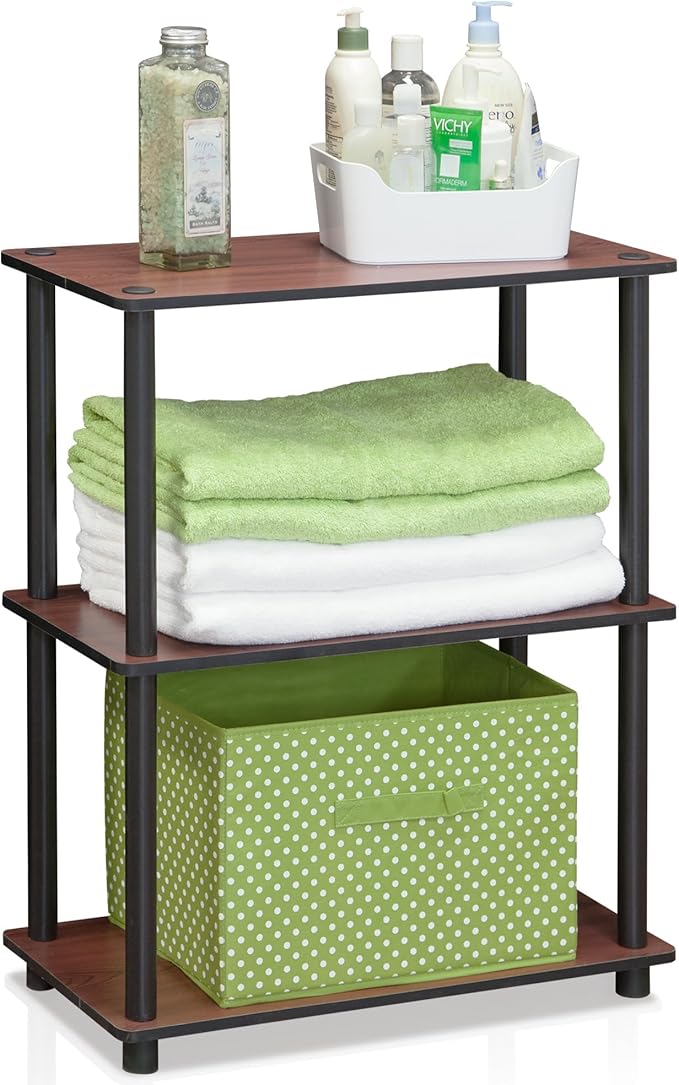 Furinno Turn-N-Tube 3-Tier Compact Multipurpose Shelf Display Rack, Dark Cherry