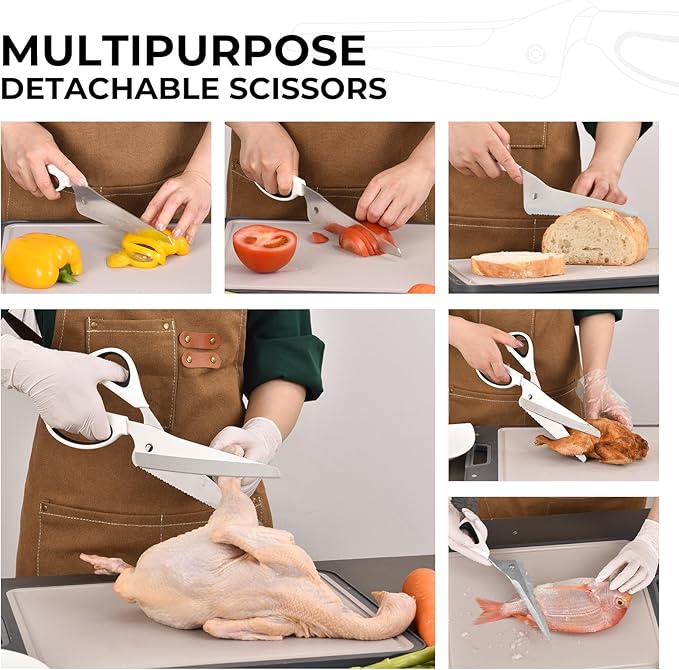 Professional Kitchen Scissors for Food,Poultry Shears Heavy Duty with Serrated Edge,Detachable Meat Cutting Scissor for Chicken Bone And Turkey,Bread serrated knife Whit 1Pcs