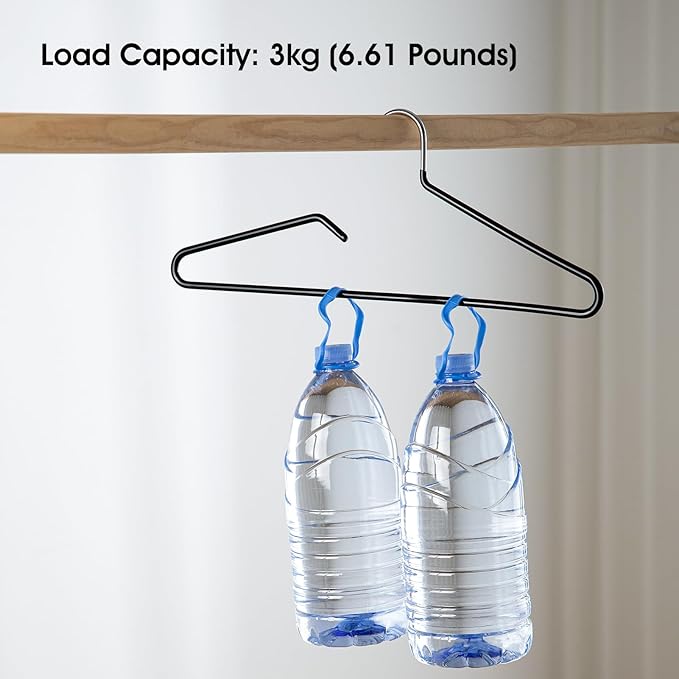 SHIMOYAMA Non-Slip Metal Clothes Hangers - 5 Pack, Space-Saving Short Neck Hangers for T-Shirts, Dresses, Tank Tops, Jackets (Black)