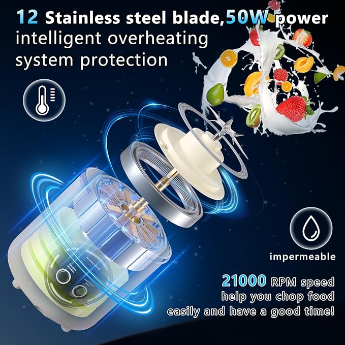 EasySpeed Personal Portable Blender,USB Type-C Rechargeable,700ml Juicer Cup,12 Stainless Steel Blades,4 Gear Modes,1500mAh Battery Capacity,Perfect for Fresh Juice at Home (Beige)