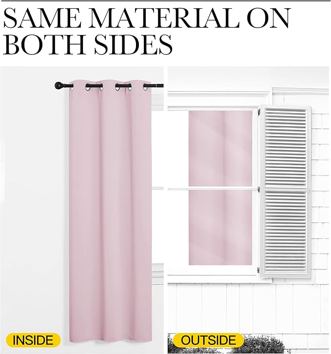 NICETOWN Baby Pink Blackout Curtains 68 inches Length for Laundry Room, 2 Panels, 42" Wide, Thermal Insulated Decoration Drapes for Office Window