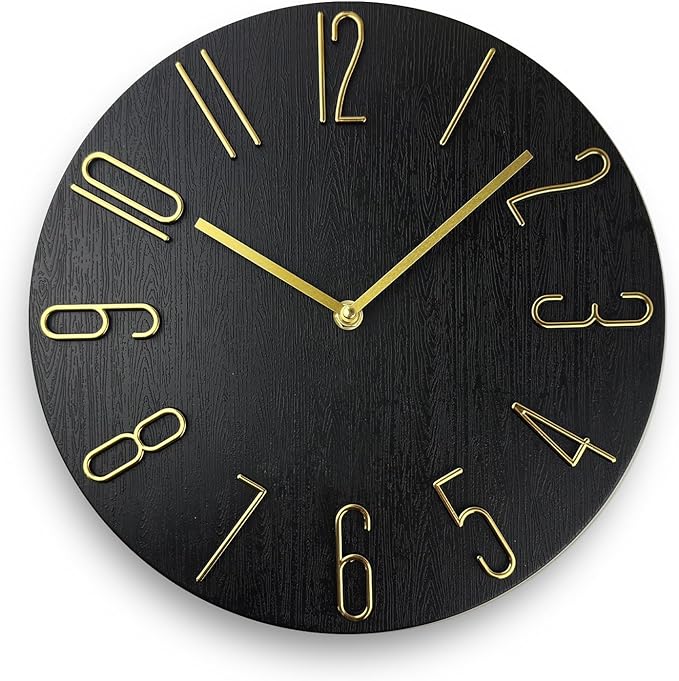 Faupugh 12 inch Wall Clock, Silent Wall Clock, Wall Clocks Battery Operated， Suitable for Home, Office, School, Kitchen, Bedroom, Living Room (Without Second Hand)