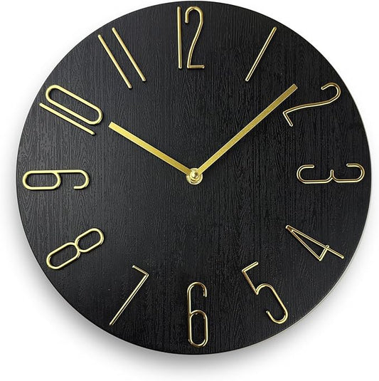 Faupugh 12 inch Wall Clock, Silent Wall Clock, Wall Clocks Battery Operated， Suitable for Home, Office, School, Kitchen, Bedroom, Living Room (Without Second Hand)