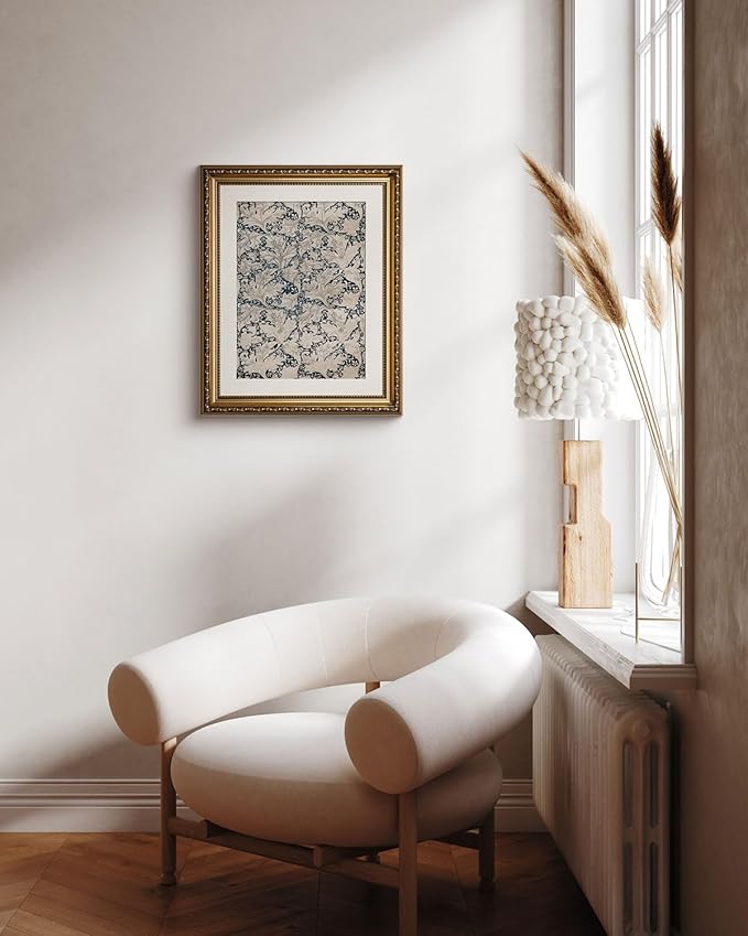 VIYYIEA Gold Framed Wall Art Canvas Print Home Decor Flower Art Room Decor Floral Scenic Oil Painting Art Prints French Romantic Botanical Wall Decor Wall Pictures for Bedroom Bathroom Office 13x16in