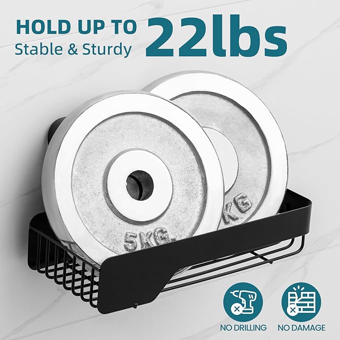 TAILI Shower Caddy Suction Cup 3 Pack, Stainless Steel Rustproof Shelves with Soap Holder Set, Drill-Free Wall Mounted Basket, Heavy Duty Removable Bathroom Organizers & Home Decor, Black